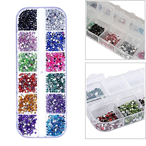 6-Pack Nail Art Storage Box with 12 Compartments - Rhinestone Organizer