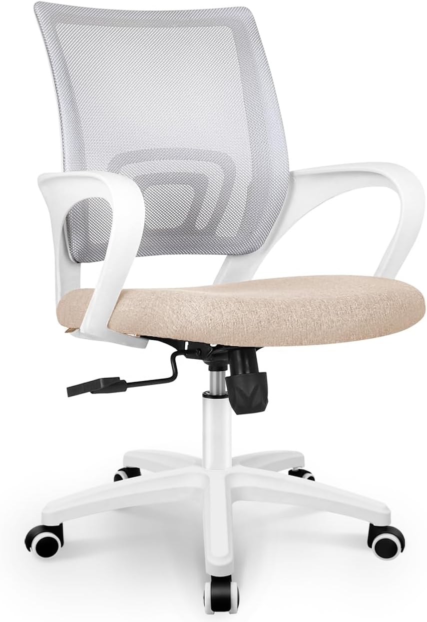 NEO CHAIR Ergonomic Office Desk Chair - Comfy Mesh Cushion, Adjustable Height, Mid Back Support | Beige