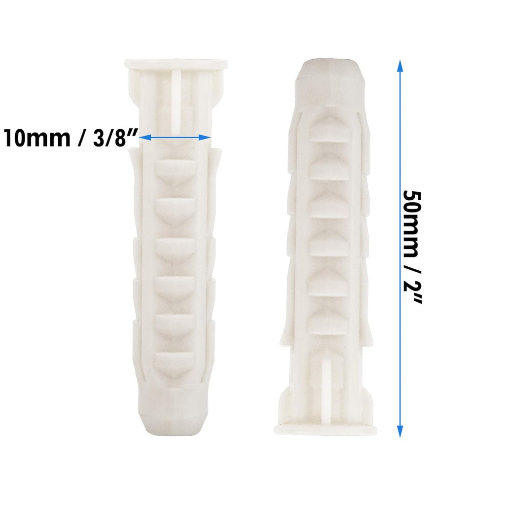 Mounting Dream Concrete Wall Anchors - 10X50mm Plastic Anchor Bolts for TV Wall Mounts | 6pcs White