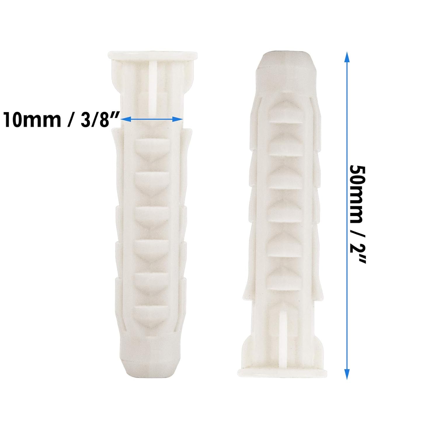 Mounting Dream Concrete Wall Anchors - 10X50mm Plastic Anchor Bolts for TV Wall Mounts | 6pcs White