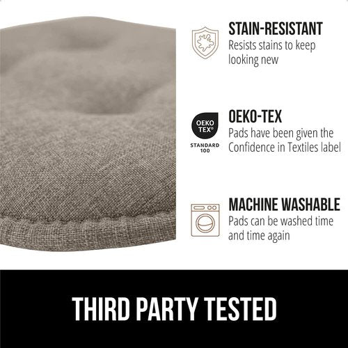 GORILLA GRIP Slip Resistant Tufted Chair Cushions, No Ties Required, Memory Foam Pads for Dining Room Kitchen Table, Office, Rocking Chairs, Plush Seat Cushion Pad, Home Decor, Set of 4, 16x17, Beige