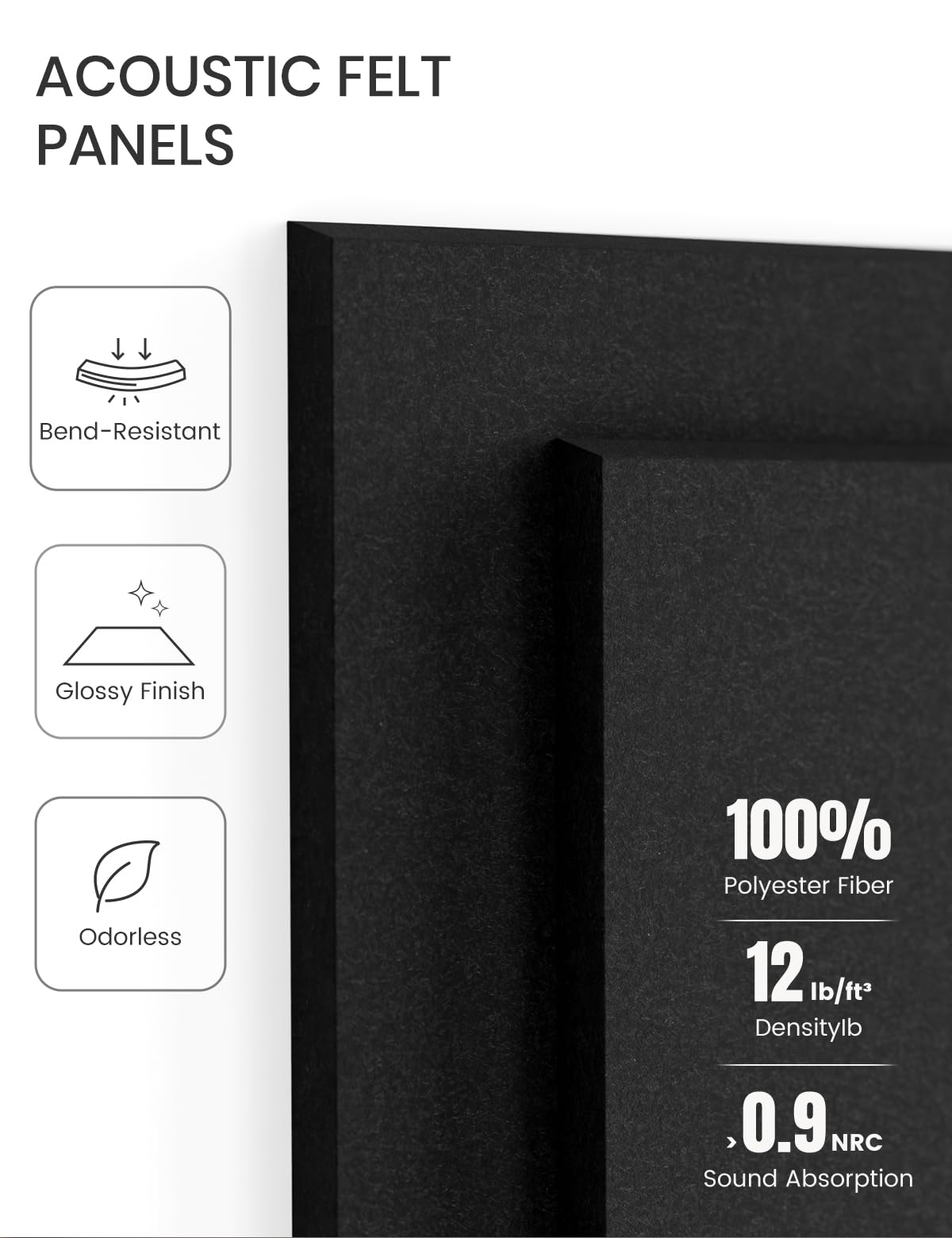 Fluxynara Large Felt Bulletin Board 36" x 24" Cork Board Alternative-6 Pack with 40 Safe Removable Adhesive Tabs, Cork Boards for Walls Cork Board for Home Office Classroom Pin Board - Black