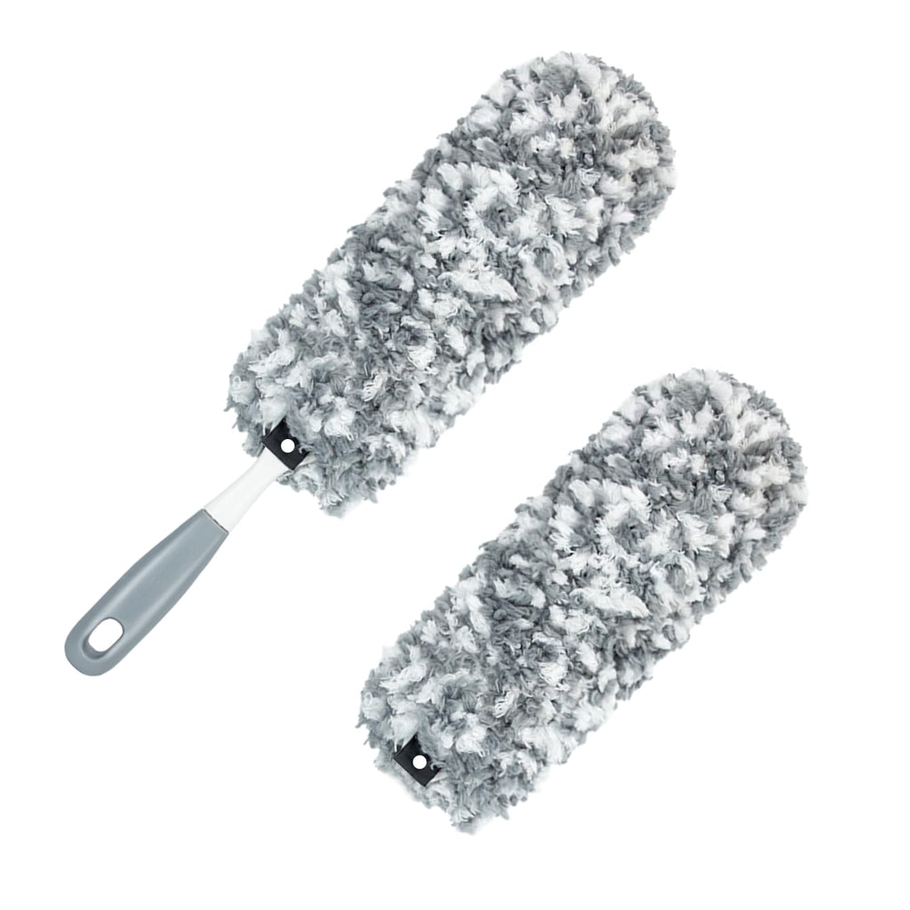 Microfiber Duster with an Extra Washable and Reusable Duster Head, Microfiber Dusters for Household Cleaning, Gray