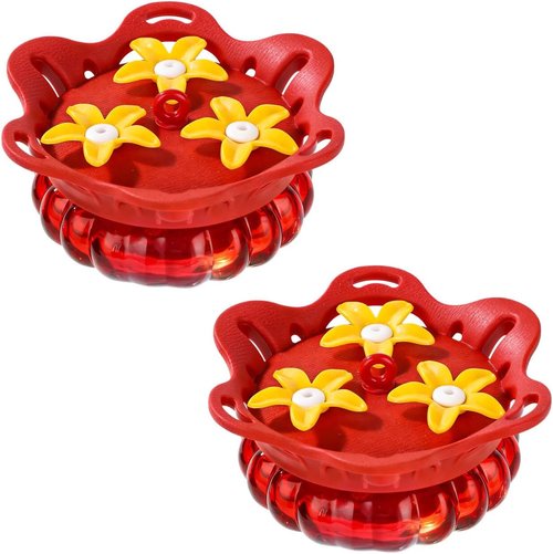 Fchstaer Glass Hummingbird Feeders Set of 2 - 3 Bee Guard Ports, 3.4oz Capacity, Perfect Outdoor Gift for Mom