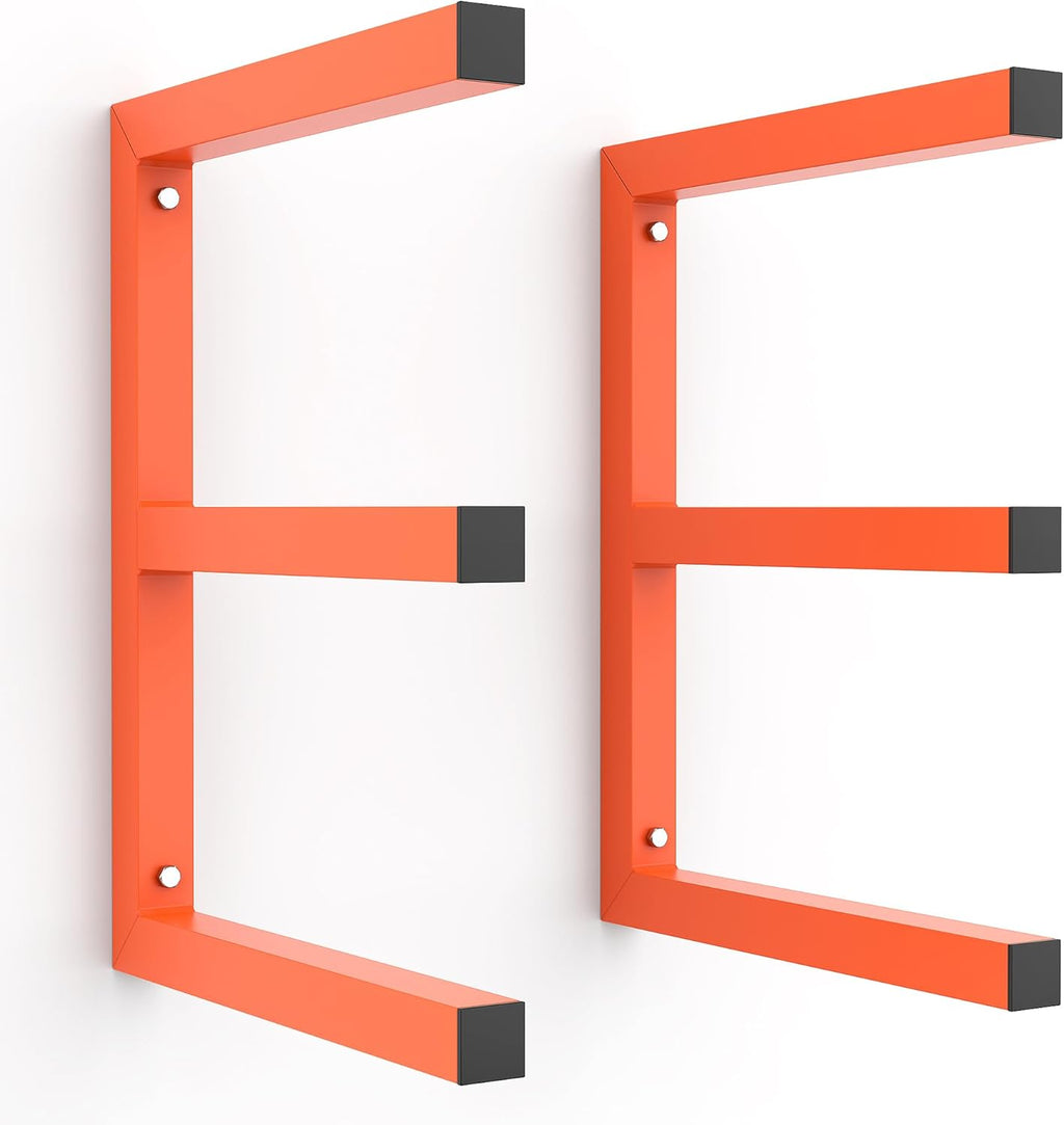 Ultrawall Lumber Storage Rack - Heavy-Duty Wall-Mounted Wood Organizer | Holds 220 LBS Per Level (Pack of 2, Orange)
