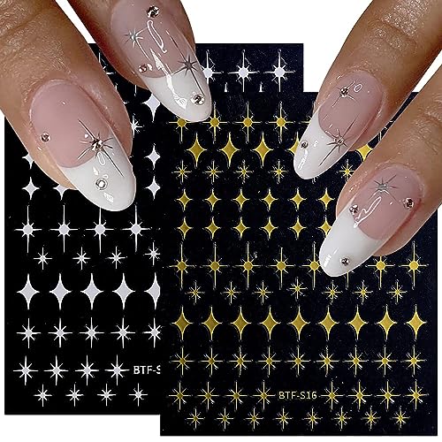 Star Nail Stickers 8 Sheets 3D Self-Adhesive Nail Art Decals