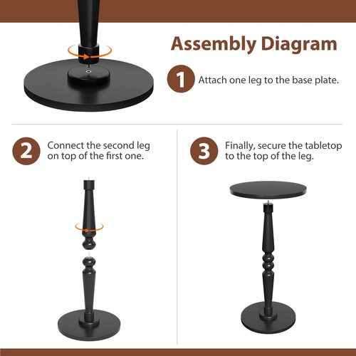 Round Side Table for Small Spaces - Small Accent End Table Nightstand with Solid Wood Top and Pedestal Leg - Modern Drink Table for Livingroom, Bedroom, Corners, Office