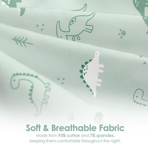 Baby Swaddle 0-2 Months, Cotton Arm-In Zipper Sleep Sack, Wearable Blankets Wrap for Newborn Infant Boys (Dinosaur, Stripe, Pack of 2)