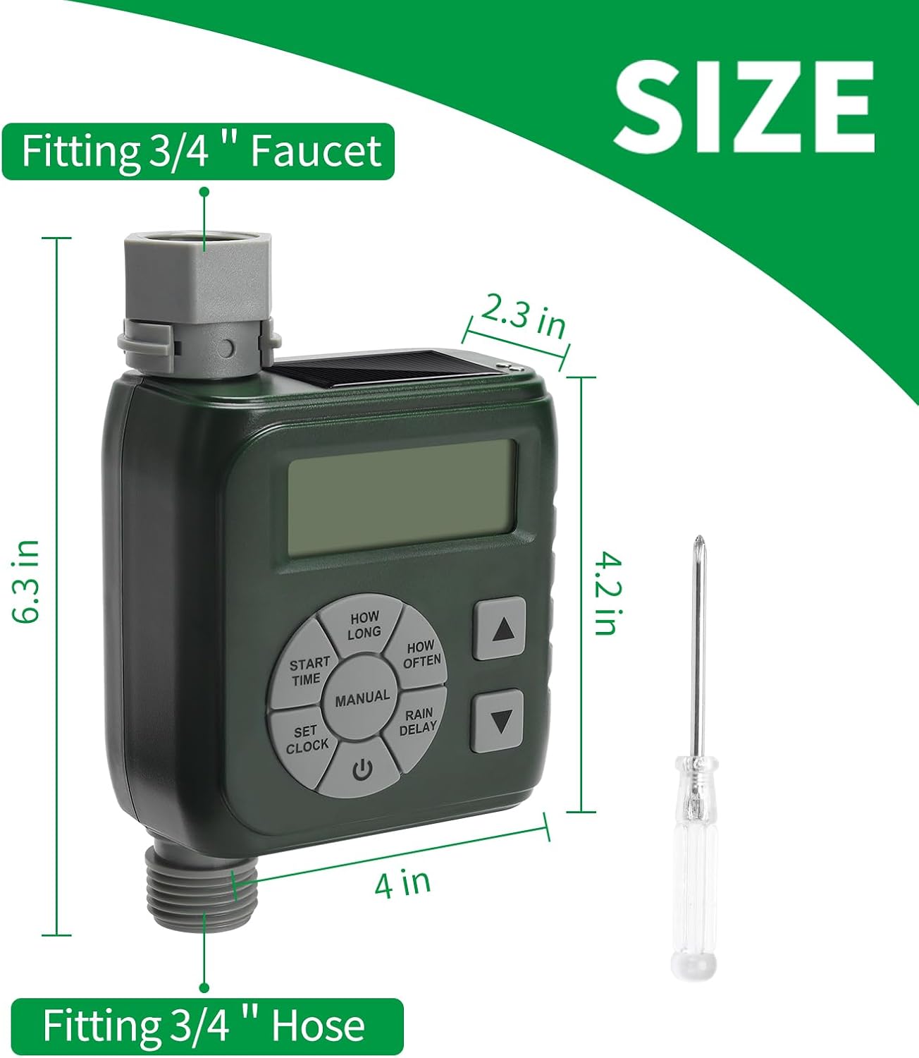 Zuomeng Hose Timer - Smart Irrigation Controller with Leak-Proof Design | Dual Power System, Green