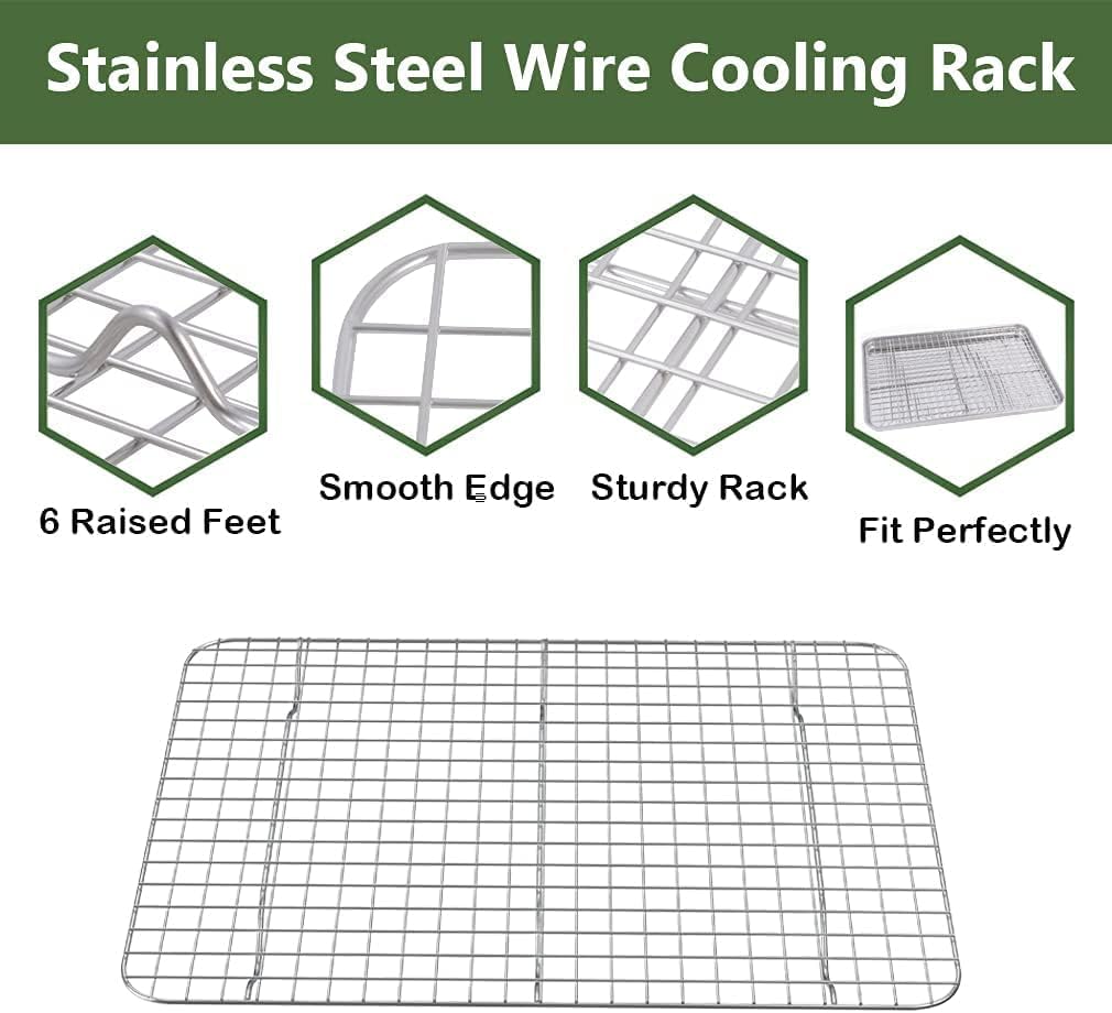 ROTTAY Baking Sheet Set - Stainless Steel Cookie Pans with Cooling Racks | Heavy Duty, Nonstick, 16 x 12 Inches