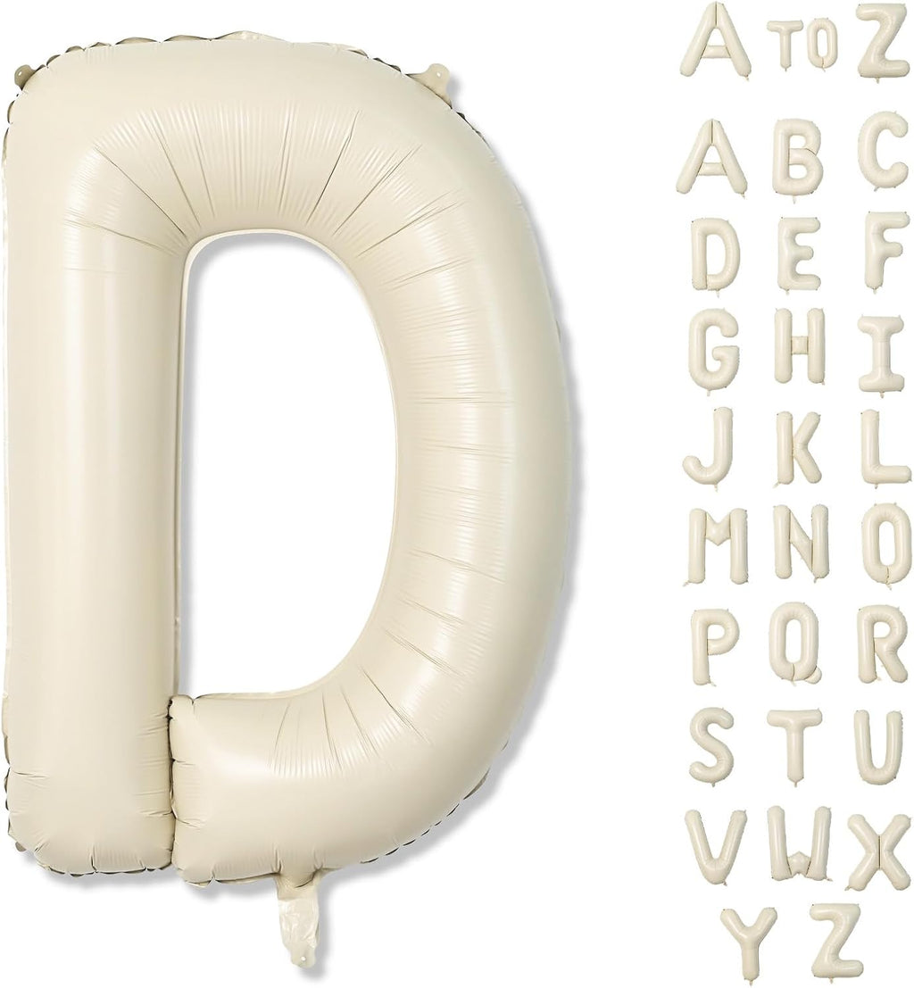 Skiennix Mylar Balloon Letter D - 40 Inch Custom Beige Foil Decor for Girls' Birthday Parties