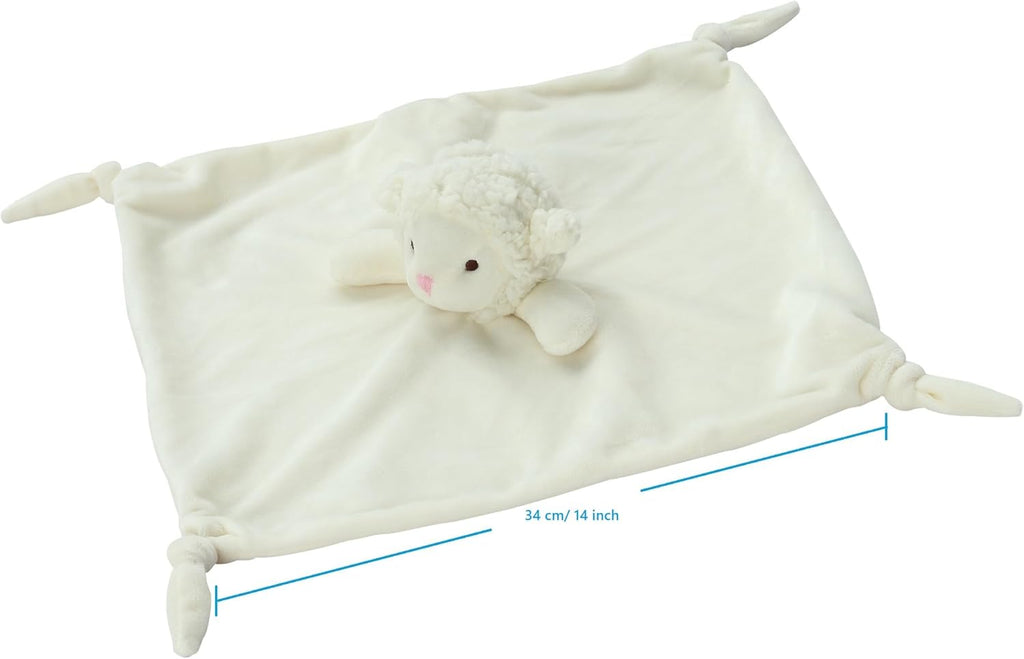 CREVENT Cozy Plush Baby Security Blanket - Minky Lovey with Animal Face (Ivory Sheep) for Girls & Boys