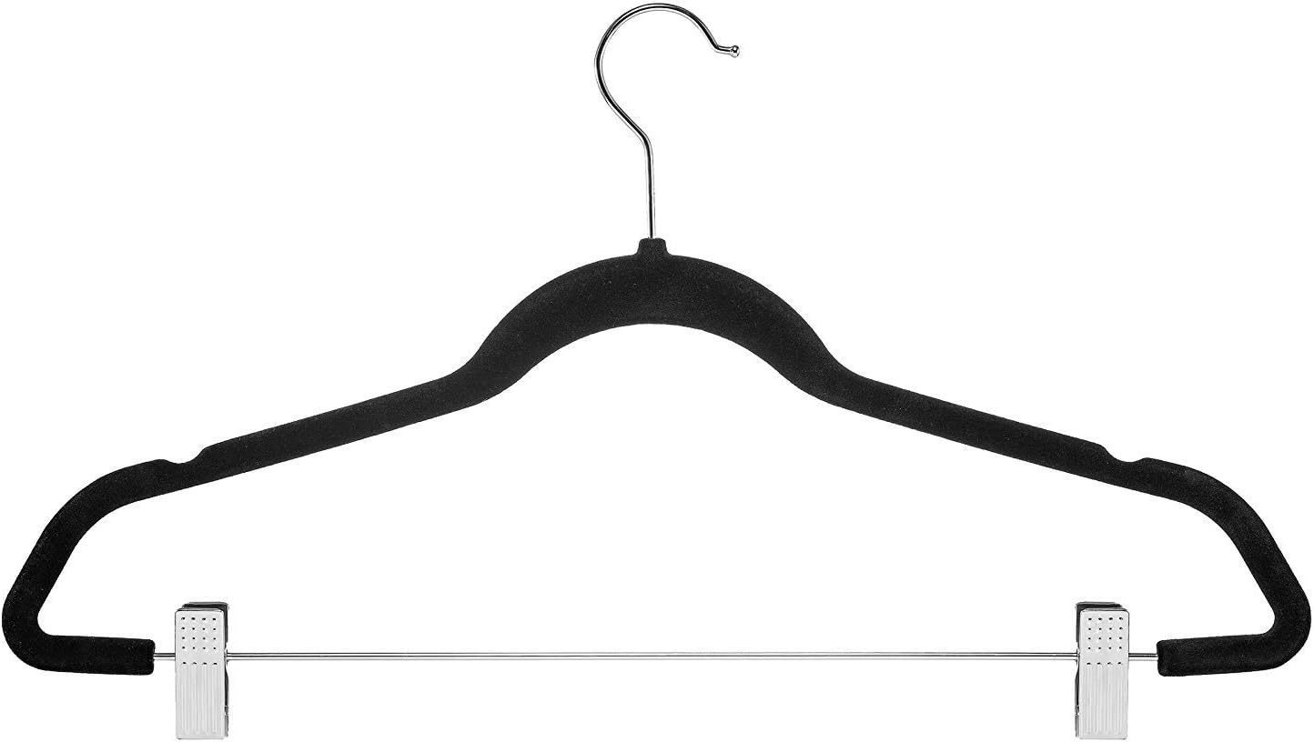 Zober Velvet Hangers - 20-Pack Metal Clip Hangers for Pants, Skirts & Dresses | Non-Slip Velvet with 360° Hook
