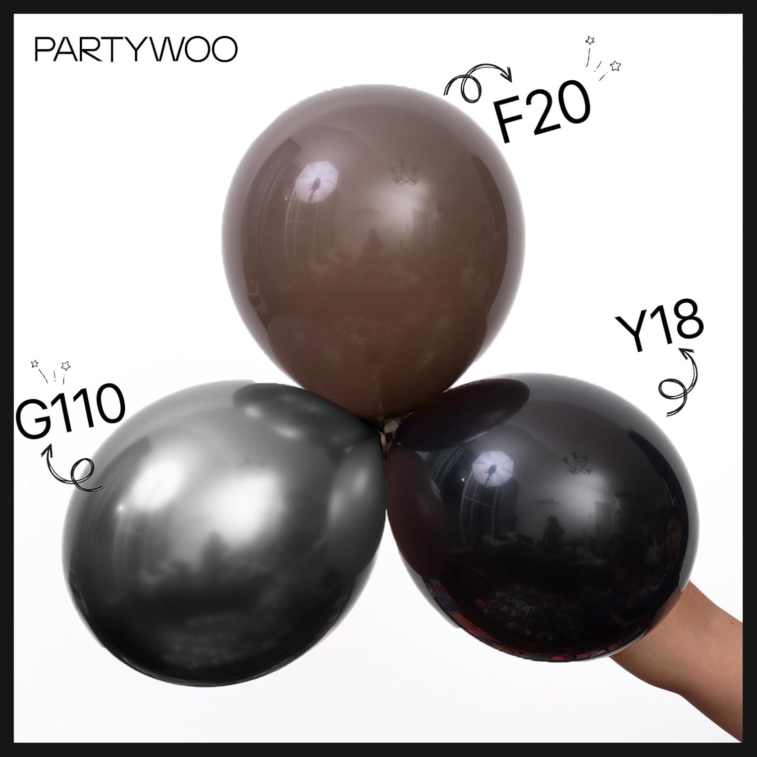 PartyWoo Black Balloons - 123-Piece Arch Kit with Various Sizes for Baby Showers, Birthdays & More