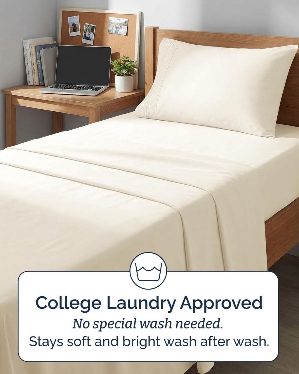 Skiennix Twin XL Sheet Set - Comfy Cooling Bed Sheets for Ultimate Luxury - Deep Pockets, Soft & Wrinkle-Free - Off White