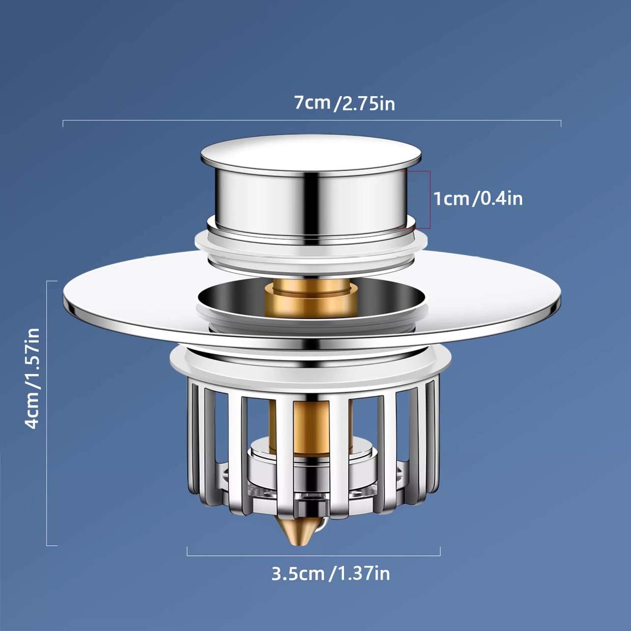 Pop-Up Drain Plug with Screen，Bathtub Plugs，Shower Drain Hair Catcher，Drain Protectors for 1-1/2 to 1-3/4 inch Bathtub Drain Holes