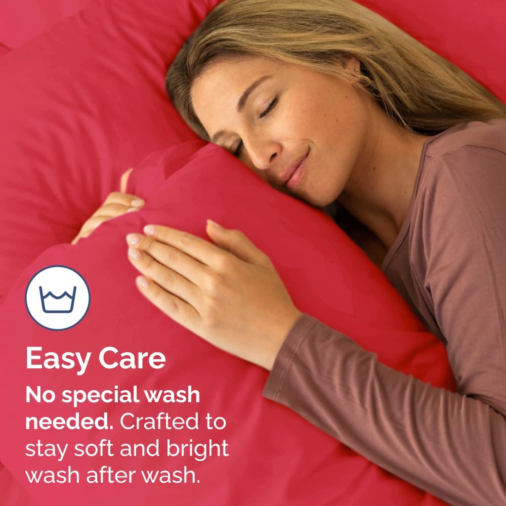 Skiennix Queen Pillow Cases Set of 2 - Ultra Soft Hotel Quality Covers - Wrinkle Free & Fade Resistant - Red
