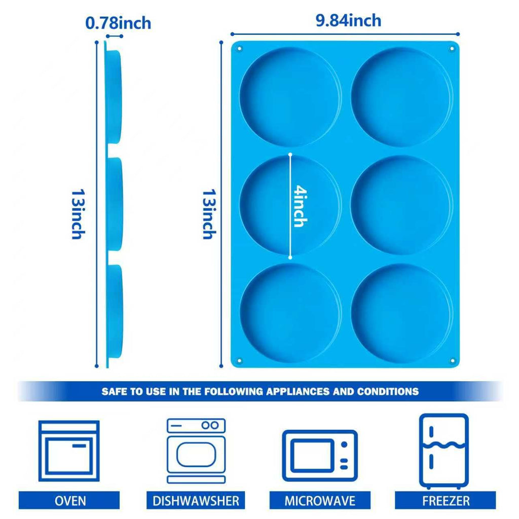 Sidosir Round Silicone Mold for Baking, 4inch Large Breakfast Sandwiches Mold Silicone for Whoopie Pie, Non-Stick Hamburger Buns Molds for Egg Pan (1, ROUND)
