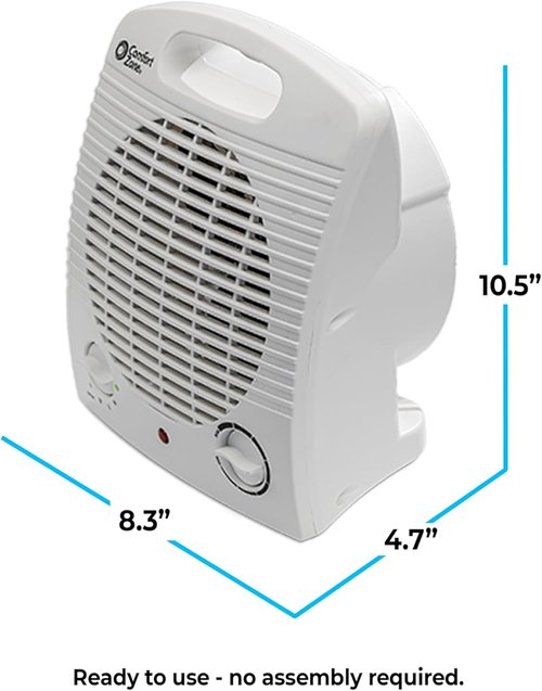 Comfort Zone Personal Space Heater - Energy Efficient 1500W Electric Heater with Adjustable Thermostat | Portable & Safe for Home & Office