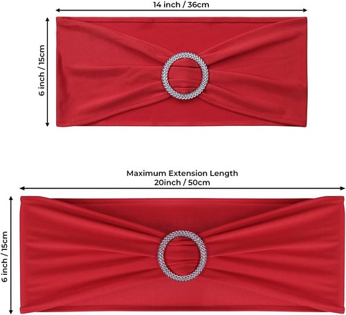 Babenest Spandex Chair Sashes - 50PCS Premium Stretch Covers with Buckle Slider for Weddings | Red