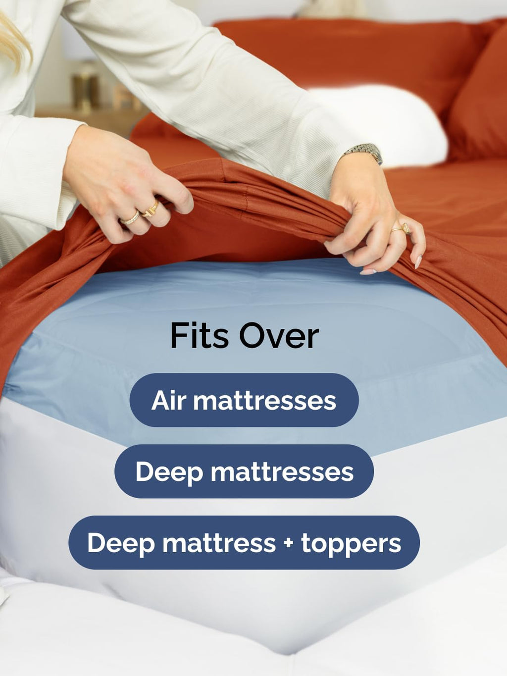 Skiennix Extra Deep Cal King Sheet Set | 6-Piece Breathable Cooling Bedding - Soft, Wrinkle-Free Terracotta
