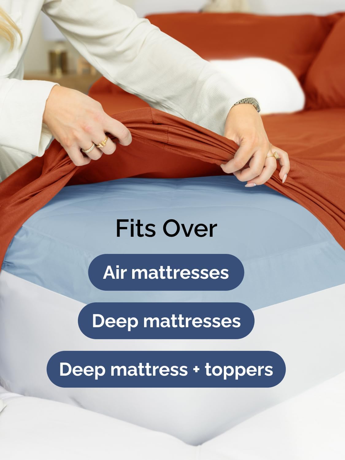 Skiennix Extra Deep Cal King Sheet Set | 6-Piece Breathable Cooling Bedding - Soft, Wrinkle-Free Terracotta