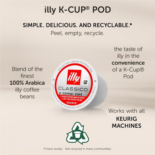 Illy Coffee K Cups - Pods For Keurig Machines – Classico Roast - Caramel, Orange Blossom & Jasmine - Mild, Flavorful & Balanced Flavor - No Preservatives – 72 Count