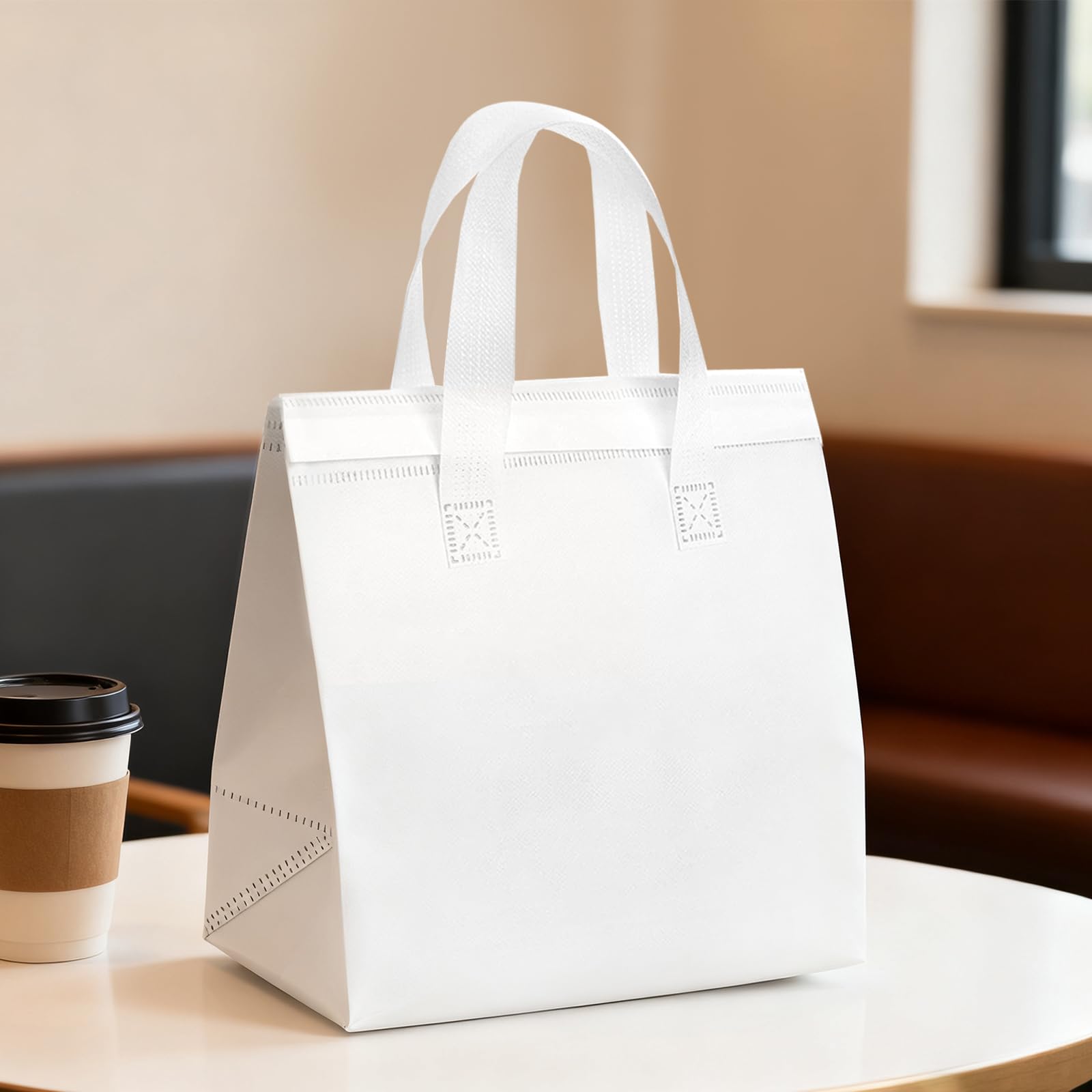 SAMORADREA 120 Pcs Insulated Take Out Bags Bulk in Thermal Insulation Lunch Bag for Hot Cold Food Coffee Milk Tea BBQ or Wedding Birthday Catering Restaurant Grocery Picnic Donation Gift Bag