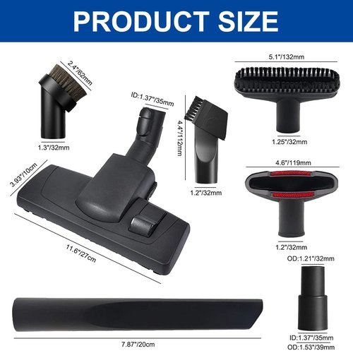 Alrens 7PCS Vacuum Attachments & Brushes for Miele Vacuums - Hardwood Floor Brush Attachment with Wheels for Low-Pile Carpets and All Smooth Floors, Compatible with C1 C2 C3, S2 S4 S5 S6 S8 Series