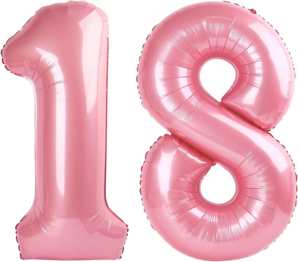 Skiennix 40-Inch Pastel Pink Foil Balloon Number - Perfect 18th Birthday & Wedding Party Decoration