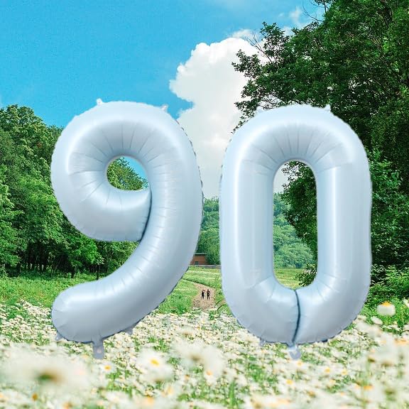 40 Inch Baby Blue Number 90 Foil Balloon for 90th Birthday