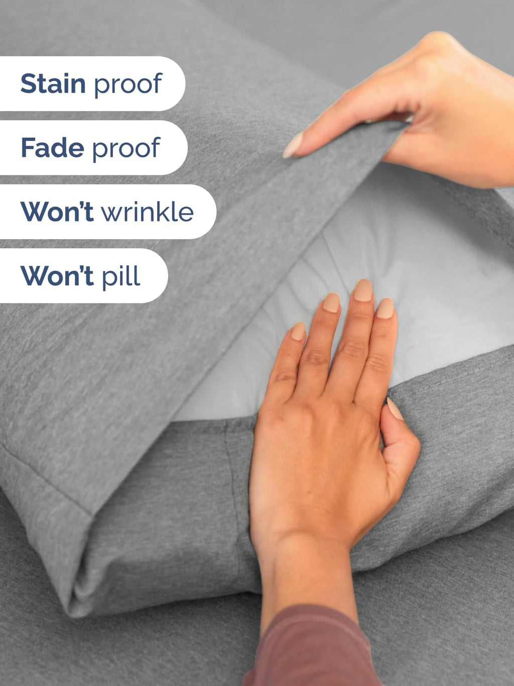 Skiennix Extra Deep Cal King Sheet Set - 6 Piece Breathable Cooling Bedding - Soft Wrinkle-Free Heathered Grey