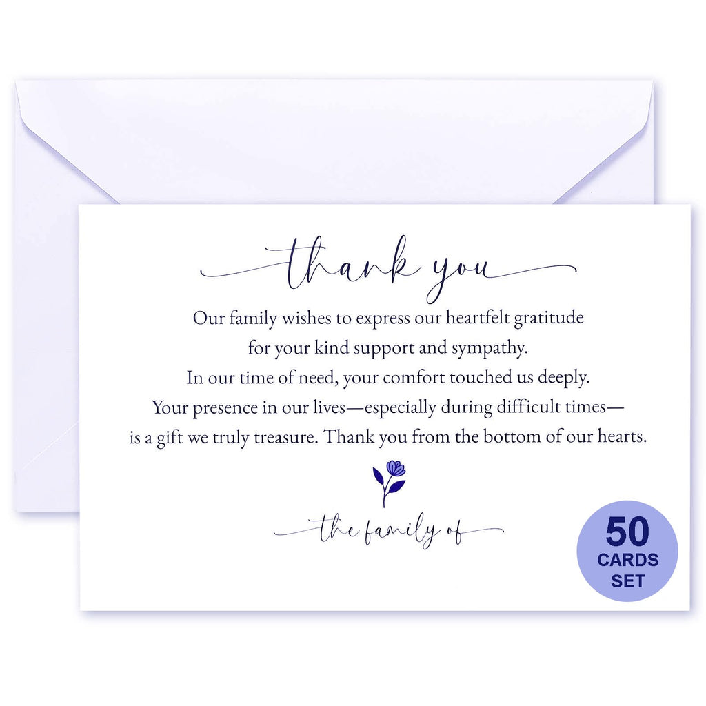 Slyitokbhr Thank You cards for Funeral with Envelopes Message Inside, 50 Pack 4×6 Inch Sympathy Thank You Cards After Funeral Notes
