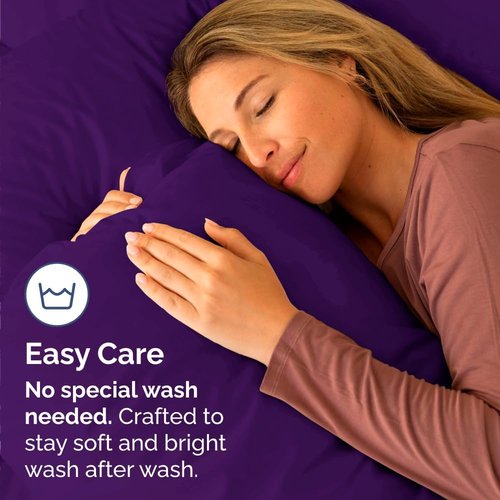 King Standard Pillow Cases - Soft Hotel Quality Pillowcase Covers | 4-Piece Set in Purple - Machine Washable