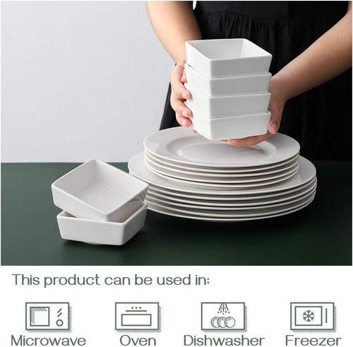 DOWAN Ramekins - Set of 6 Square 6 oz Porcelain Dessert & Appetizer Bowls | Oven Safe Design