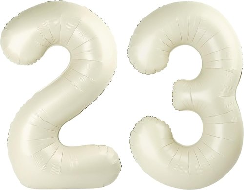 Big 23 Number Balloon by [Brand Name] - 40 Inch Foil Birthday Decoration in Cream | Perfect for Weddings & Graduations