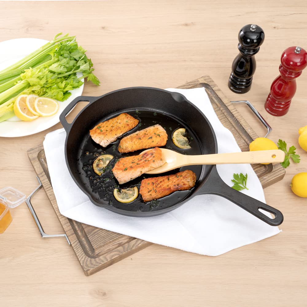 Met Lux Round Black Cast Iron 12" Fry Pan - Pre-seasoned - 1 count box