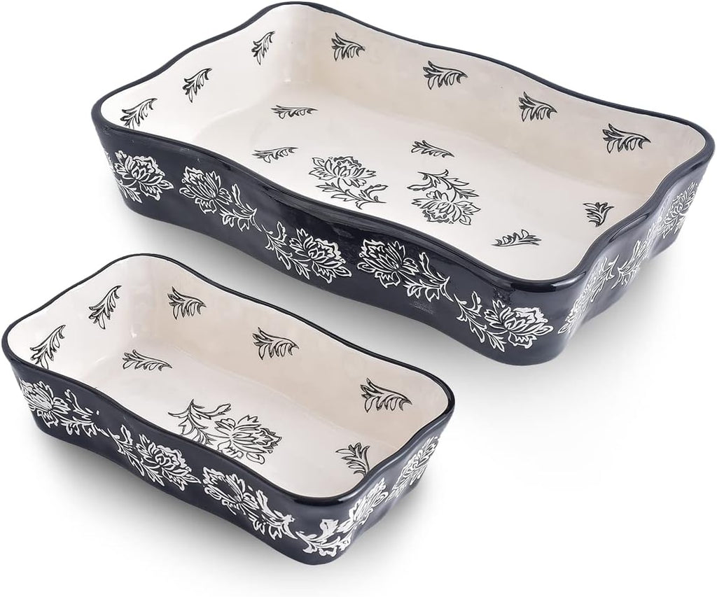 Wisenvoy Baking Dish Set - 2-Piece Ceramic Casserole and Lasagna Pan Bakeware Set | Durable & Stylish