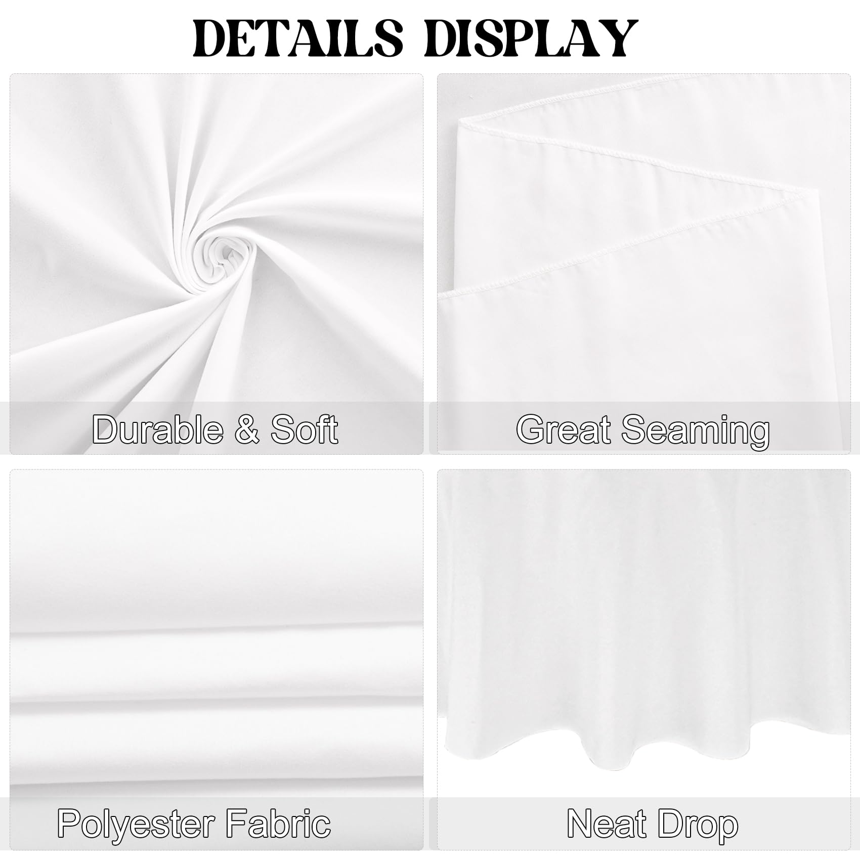 JALANCY 4 Pack Round Tablecloth 108 Inch White Polyester Washable Fabric Table Covers for Wedding Dining Table Buffet Parties Banquet Decor