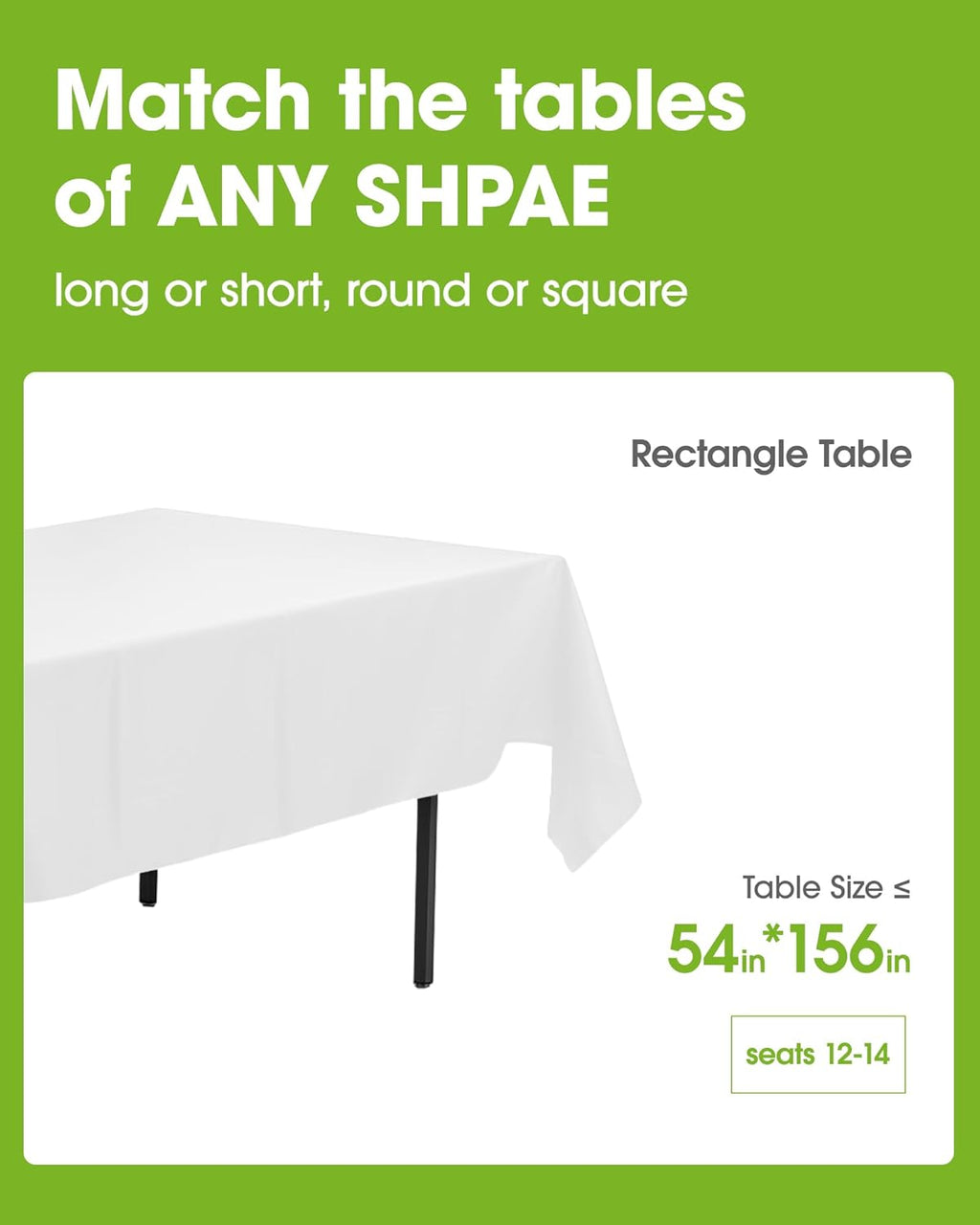 Pureegg Disposable Plastic Tablecloths - 10 Pack, 54 x 156 Inch, Leakproof & Sturdy for Parties, Weddings, Picnics | White