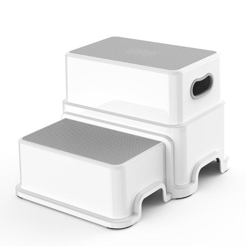 Victostar Toddler Step Stool,2 Kids Step Stool for Bathroom Sink,Baby Potty Stool with Anti-Slip Surface and Rubber Bottom,Plastic Stool with Handle for Toilet Potty Training Bathroom Kitchen