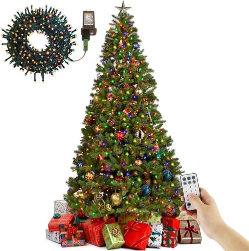 Juegoal 6-Foot Artificial Christmas Tree - 300 LED Warm White & Color Changing Lights, Sturdy Metal Legs