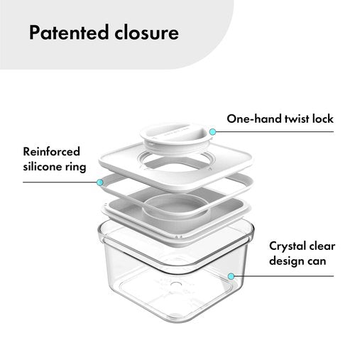Neoflam Smart Seal 8pc Patent Airtight Kitchen Pantry Canister/Organizer Clear Plastic Container & Simple Twist Lids, 100% Leak Proof, Dishwasher Safe, BPA Free, Cereal, Dry Food Storage Set, White