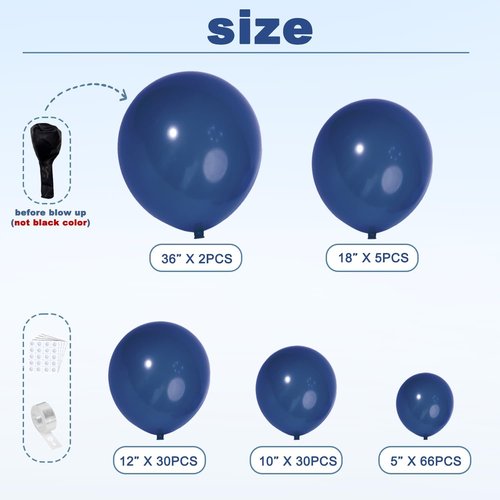 **Balloon Arch Kit by Navy Blue | 133-Piece Dark Blue Latex Balloon Set for Birthday, Wedding & Party Decor**
