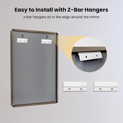 LOAAO Bronze Bathroom Mirror - 40”X36” Rounded Rectangle with Anti-Rust Brushed Metal Frame | Versatile Hanging Options