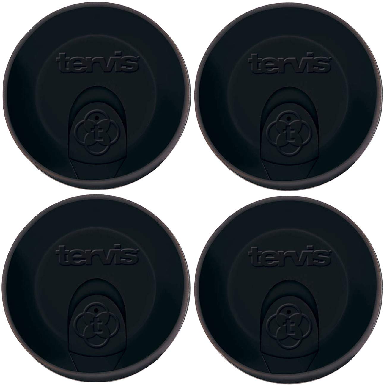 Tervis Travel Lids 16 oz, Black (Set of 4) | Great For Both Hot and Cold Liquids | Dishwasher Safe (Top Rack Only)