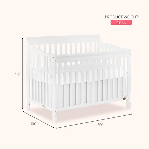 Dream On Me Ashton 4-in-1 Convertible Baby Crib - Full-Size, Sustainable Pinewood, White Finish, GreenGuard Gold Certified