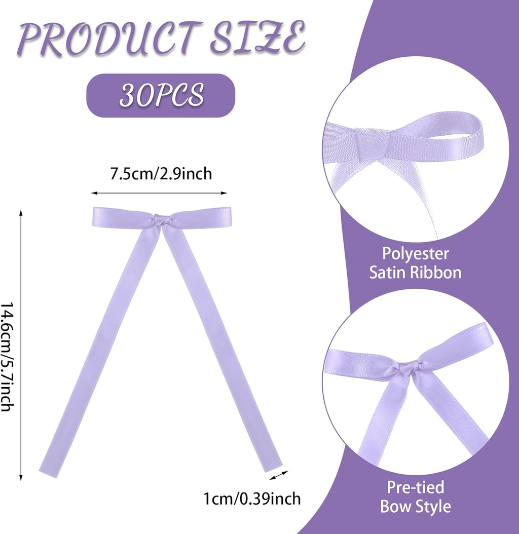 Skiennix 30 Pack Bow Cake Toppers - Purple Ribbon Bows for Weddings & Celebrations | Perfect for Birthdays & Baby Showers