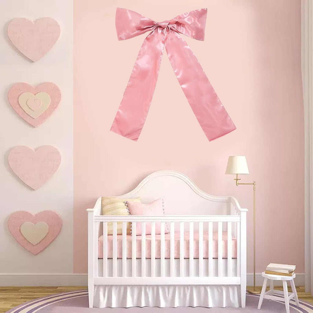 Skiennix Large Pink Bow Party Decor - 18 x 33 Inches Giant Ribbon for Birthday & Bridal Showers
