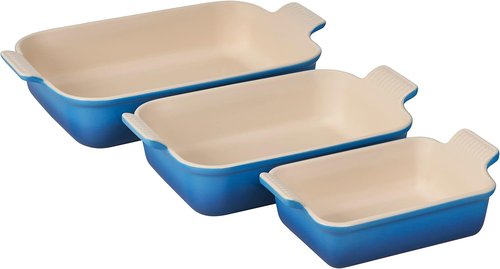 Le Creuset Stoneware Heritage Set - 3 Rectangular Baking Dishes in Marseille Color